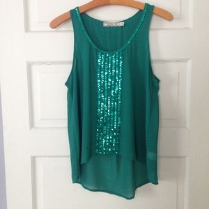 Sheer Turquoise Mermaid Top With Sequins Small